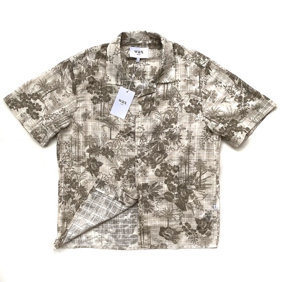 NWT Wax London S/S ‘24 Didcot Short Sleeve Shirt Palm Floral - Picture 1 of 6